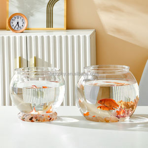 Tangki akuarium ikan mas plastik tebal, desktop kecil transparan tangki ikan mas bulat - Product Image 5