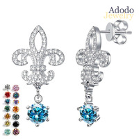 Boucles d'oreilles pendantes tendance en argent sterling 925 fin, avec moissanite colorée VVS GRA de 1 carat taille ronde, motif fleur d'iris pour femme