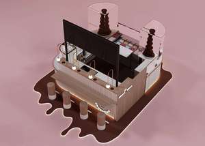 Kiosque à chocolat moderne personnalisé LUX avec éclairage LED, design de boutique de vente au détail pour centre commercial, stand d'îlot pour la vente de chocolat - Product Image 3
