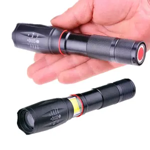 High Power 10W XML T6 Working Magnetism Flashlight Torch,ZoomABLE 18650 Powered Rechargeable COB Led Flashlight for self defense