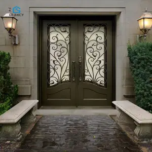 Modern High Quality Wrought Iron Entrance Front Door