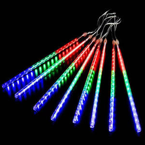 Lumières LED d'extérieur pluie de météores solaires lumières de sept couleurs vacances décoration de cour de Noël lampes suspendues d'arbre - Product Image 4