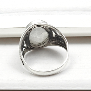 Pierre de lune arc-en-ciel naturelle Design luxueux pierre de naissance de guérison 925 en argent Sterling mariage et fiançailles unisexe anneaux en gros - Product Image 4
