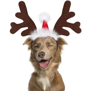 Diadema de Asta de Reno con Gorro de Papá Noel para Perros, Disfraz Navideño para Mascotas, Accesorios para Perros y Gatos Grandes - Product Image 1