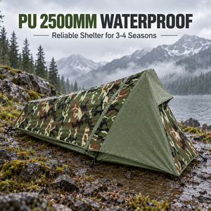Tente de randonnée légère et respirante camouflage pour une personne, 3 saisons, double couche, polyester 210T, imperméable, camping - Product Image 5