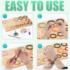 Bandeja de diseño de pulseras de bambú con tablero de cuentas de madera para herramientas de manualidades de joyería DIY con guía de tallas y ranuras de almacenamiento - Product Image 1