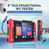 Probador de CCTV 8K Todo en Uno, Probador de Cables para Cámaras IP Full HD con Monitor Táctil IPS de 8 Pulgadas, Probador de CCTV Multifuncional