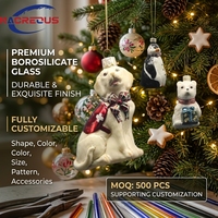 Boule de Noël personnalisée en verre (pingouin, hibou, chien, ours polaire) en borosilicate, fournisseur de marque privée, ODM, cadeau à suspendre, vente en gros