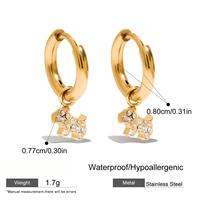 Boucles d'oreilles pendantes personnalisées en acier inoxydable 316L plaqué or 18 carats avec breloques pavées CZ Chien, Étoile, Cerise – Cadeaux en gros