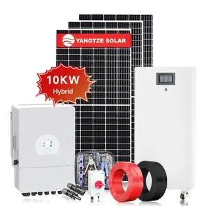 10KW Complete Hybrid Solar Power System Off-Grid Home Use 5KW Li-ion Battery MPPT Controller Ground Mounting 10-Year Warranty