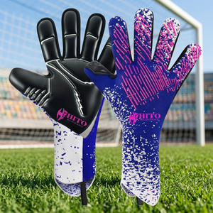 Goalkeeper <b>Gloves</b> Palm Cotact <b>Latex</b> Backhand High Foam <b>Latex</b> And Silicon Inject Roll Finger Cut Removable Strap Thumb Wrap - Product Image 2