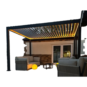 מודרני ביוקלימטי גן פרגולה אלומיניום 4 x4 gazebo שליטה מרחוק צל פרגולה חיצונית עמיד למים כיסוי הפטיו - Product Image 1