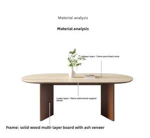 طقم طاولات وكراسي طعام بيضاوية خشب مصمت فاخرة بتصميم عصري منتصف القرن، 4 أو 6 مقاعد، أثاث مطبخ كامل - Product Image 6