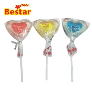 lollipop heart shaped hard candy colorful love lollipop oem candy supplier