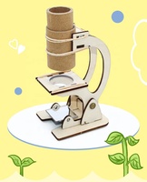 Microscope en bois à assembler soi-même pour expériences scientifiques – Kit de matériel pour expériences de physique – Science et technologie (Petit modèle)