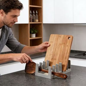 Pot Lid Storage Rack Square PP With Stand For Kitchen Draining Rack - Product Image 2