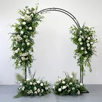 Décoration suspendue en soie en forme d'arche, motif feuille verte et rose blanche, personnalisable, pour centre de table de mariage, boule de fleurs, fleur de sol pour banquet