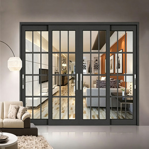 Portes coulissantes en aluminium à double vitrage pour villa, salon, cuisine, Foshan, <span class=keywords><strong>porte</strong></span> coulissante sur mesure avec cadre en aluminium et verre isolant - Product Image 5