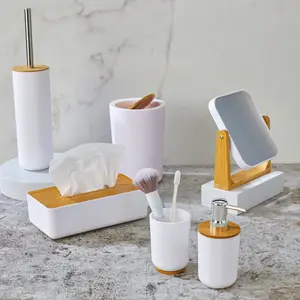 Thân Thiện Với Môi Tre Ngà Tắm Trắng Set Vanity Nhà Hiện Đại Phụ Kiện Phòng Tắm Sang Trọng Set Với Xách Tay Công Chúa Gương