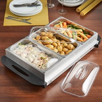 Autres fournitures hôtelières et de restauration : Plateau chauffant électrique de luxe pour fêtes, buffet et traiteur, ensemble de service pour maintien au chaud des aliments