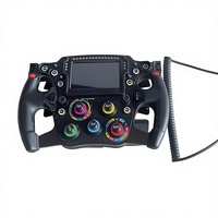 Volante de Carreras Simuladas con Textura de Carbono PVC, Ajuste con un Clic, Pantalla LCD, Múltiples Perillas, Ajuste Rápido de Parámetros para Carreras Virtuales en PC
