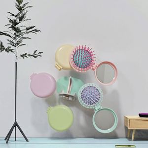 Compact Travel Cosmetic <b>Mirror</b> with Mini Hair Brush Set Folding Hairbrush and <b>Mirror</b> Comb for Women Small Hair Comb - Product Image 3