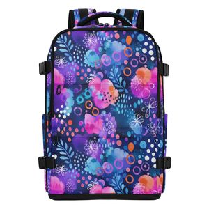 Sac à dos de sport décontracté coloré à motif floral à pois, imprimé personnalisé, sac à dos de loisirs en polyester, sac de voyage pour ordinateur portable pour femmes - Product Image 3