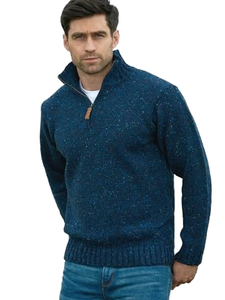Pulls tricotés décontractés pour hommes en mohair/acrylique à col roulé avec fermeture éclair, motif lettres, manches longues, pour l'automne - Product Image 2