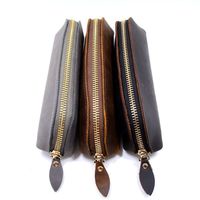 Étui à crayons personnalisé OEM, haute qualité, rétro, classique, fermeture éclair, cuir véritable, étui à stylos, trousse à crayons