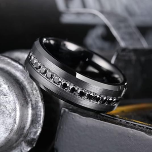 Groothandel Fabriek Prijs Zwart Wolfraam Carbide Inlay Zirkonia Trouwringen Voor Mannen Mode Ringen Custom Sieraden Voor Vrouwen