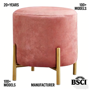 Luxury Upholstered Tufted Round Velvet <strong>Stool</strong> Footrest <strong>Ottoman</strong> with Metal Legs for Living Room - Product Image 1