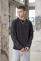 T-shirts de haute qualité à manches longues 100 coton 250gsm poids lourd Streetwear noir lavage à l'acide t-shirts pour hommes