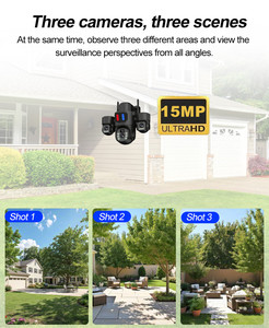 Eecloud กล้องวงจรปิด15MP HD Real 3เลนส์3หน้าจอ360 CCTV แบบไร้สาย WIFI 4G ซิมกล้องนิรภัย PTZ IP - Product Image 2