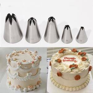 Juego de 5 Boquillas para Decorar Pasteles de Acero Inoxidable 304, 6 Dientes, Tamaños Grande, Mediano y Pequeño - Product Image 1