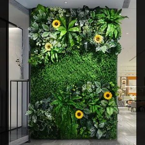 LD-01 Custom Design Plastic Choose Grass And Flower Custom-Made Faux Plant Wall Panel Private Artificial Grass Wall