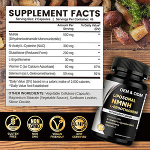 Kapsul Liposomal Label pribadi NMNH l-ergotioneine EGT <span class=keywords><strong>Vitamin</strong></span> C <span class=keywords><strong>B12</strong></span> Glutathione NAC kapsul antioksidan Ergothioneine - Product Image 6