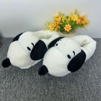 Pantoufles en peluche Snoopy mignonnes, pantoufles d'hiver chaudes pour la maison, pantoufles d'intérieur à bout fermé pour couple, motif chien de dessin animé