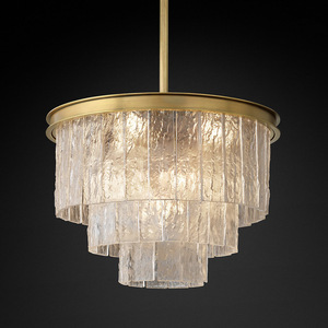 Lustre en cristal américain <span class=keywords><strong>de</strong></span> conception créative tout en cuivre Simple grande taille Villa Club hôtel salon salle à manger chambre à coucher suspendu - Product Image 3