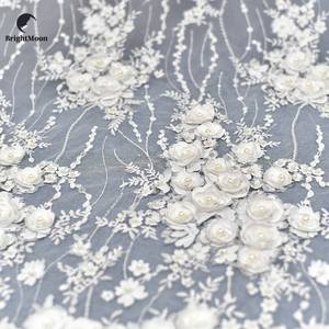 Tessuto di pizzo europeo di fascia alta 3D <span class=keywords><strong>fiori</strong></span> <span class=keywords><strong>Chiffon</strong></span> perline <span class=keywords><strong>per</strong></span> unghie tessuto di pizzo <span class=keywords><strong>per</strong></span> abito da sposa - Product Image 1