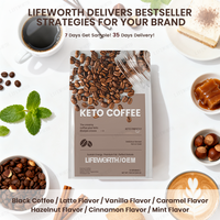 LIFEWORTH OEM Huile MCT de noix de coco Beurre de bœuf nourri à l'herbe Café instantané Keto Booste le métabolisme Soutient la perte de poids