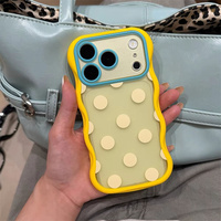 Funda para Teléfono con Diseño de Puntos Ondulados Estilo Japonés/Coreano para iPhone 17, 18 Pro, 16, 15 Pro Max, Color Caramelo, Transparente Esmerilado, Antigolpes
