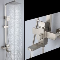 Système de douche pluie de luxe en laiton brossé à poignée unique, mitigeur de salle de bain haute pression avec jets de massage doux