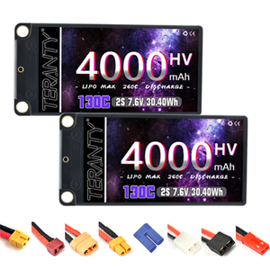 Batterie Lipo RC 4000Mah 2S 7.6V Hv Low Profile Hardcase Shorty Lipo Battery 5.0Mm Bullet Voor Racing Rc Auto Boot 130C 7.6V Battery - Product Image 1