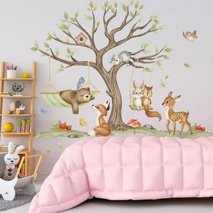 Pegatinas de Pared con Diseño Creativo de Osito y Zorro de Dibujos Animados, Decoración Autoadhesiva de PVC para Habitación Infantil y Jardín de Niños - Product Image 4