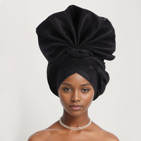 Nouveau ventilateur de fleurs plié à la main réglable de mariage nigérian, chapeau africain en couches, casquette de tête Auto Gele