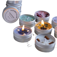 Velas Votivas Mini de Metal Hechas a Mano con Tapa, Decoración de Flores Secas, Aroma Floral/Plantas, Románticas, de Larga Duración, para Fiestas, Diwali, Bodas