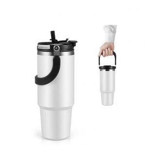 20oz 25oz 30oz Travel Tumbler Cups Mugs Double Wall Vacuum Insulated Coffee Mug <b>with</b> <b>Straw</b> Lid and Handle 900ml Stainless Steel - Product Image 6