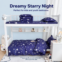 Ensemble de literie en microfibre réversible 4 pièces, imprimé étoiles, ensemble de draps rafraîchissants, qualité hôtelière de luxe, linge de lit de classe A pour bébé
