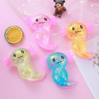 Axolotl Weiches Gummi-Salamander Quetschspielzeug Glitzer Fidget Toys Handliches Angstlinderungs-Spielzeug in Sitzhaltung Langsam Aufsteigendes Stressabbau-Produkt
