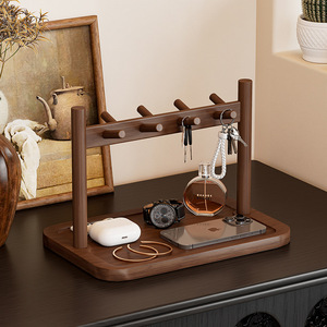 Entryway storage rack, key storage, decorative item, solid wood hanging rack, tabletop tray, eyeglasses and watch holder - Product Image 1